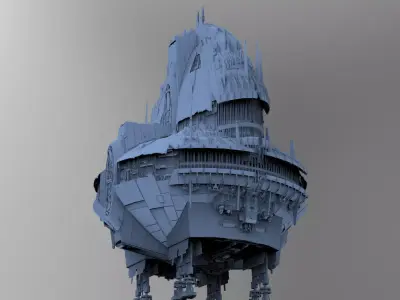 Sci-Fi Shuttle launcher Tower 3D model