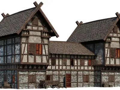 Old Medieval Building House 4K Textures GameReady 67 Low-poly 3D model