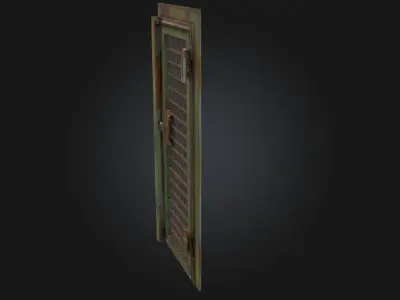 Rusty Grid Door Aged Metal Barrier 3D model