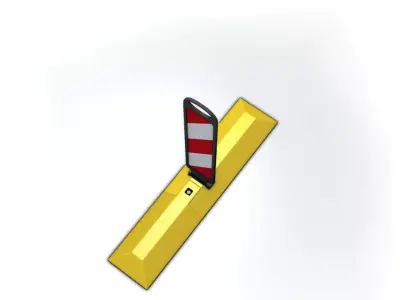 Yellow guide barrier 9 pointing right 628-10 Low-poly 3D model