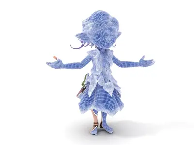 Elf Girl Rigged and Animated D Character Model with PBR Textures Low-poly 3D model