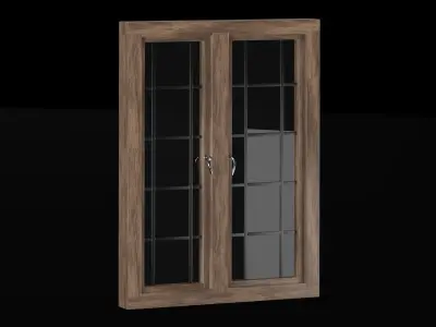 Wooden windows 3D model