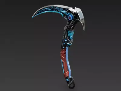 Cartoon Cyber Scythe PBR 3D Model Low-poly 3D model