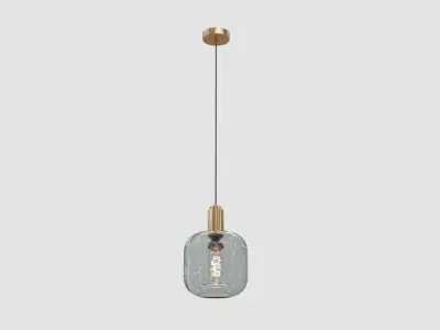 Natural Solid Brass Smoked Glass Pendant 3D model
