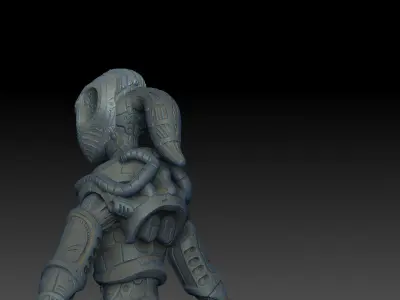 Droid Girl Low-poly 3D model