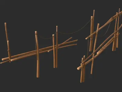 Old Wooden Fences 01 Low-poly 3D model