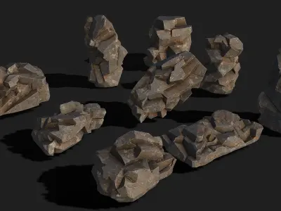 Mountain cliff Rocks - PBR Pack 01 Low-poly 3D model