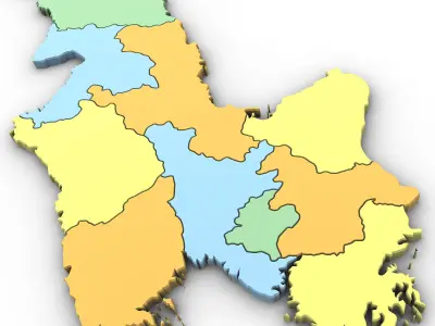 3D Political Map of North Korea 3D model
