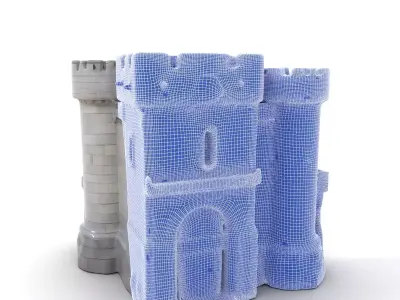 Medieval Stone Fortress model pack Low-poly 3D model