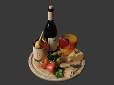 Cheese and Honey Set 3D model
