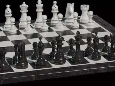 Luxury Marble Chess Set - Realistic 4K PBR Model 3D model