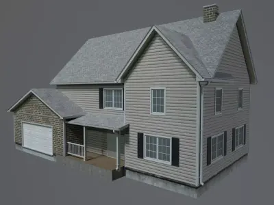 Realistic House 3D game model Unity Low-poly 3D model