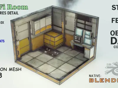 Sci Fi Room Low-poly 3D model 41