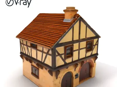 Medieval HalfTimbered House Model Pack Low-poly 3D model