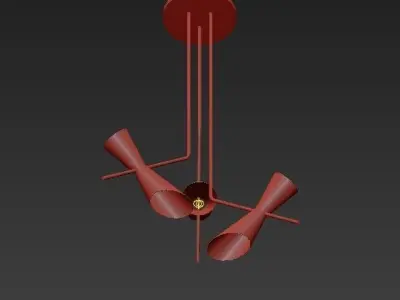 PAPILLON pendant light with two metal rods 3D model