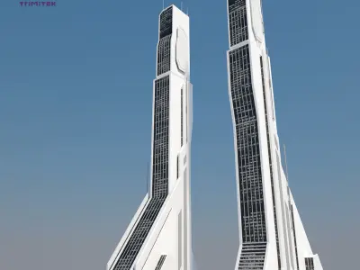 Futuristic Sci-Fi Skyscraper 04 Low-poly 3D model