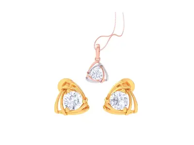 Solitaire Super Light Weight Earring Pendant Set 3D print model