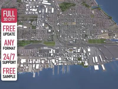 Newport News - 3D City Model Low-poly 3D model