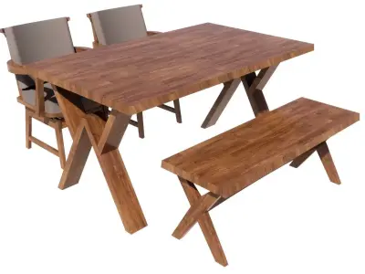 dining set 4 seat 3D model