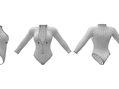 Latex BodySuit With Zip Low-poly 3D model