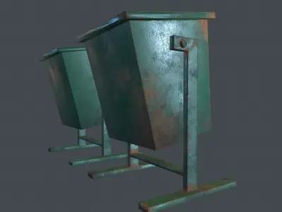 Street Metal Trash Can PBR Game Ready Low-poly 3D model