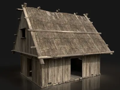 Next Gen AAA Simple Thatched Hut Cottage House Cabin Wooden Low-poly 3D model