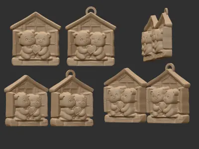 valentines teddy bear window decor  3D print model