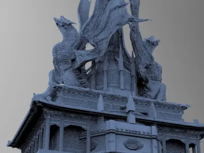 Dragon Temple Ronin temple 11 3D model