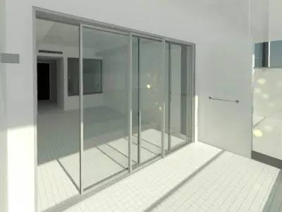 3 Panel Sliding Balcony Door 3D model