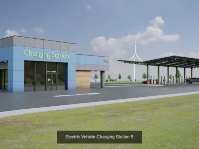 Electric Vehicle Charging Stations 3D Model Pack
