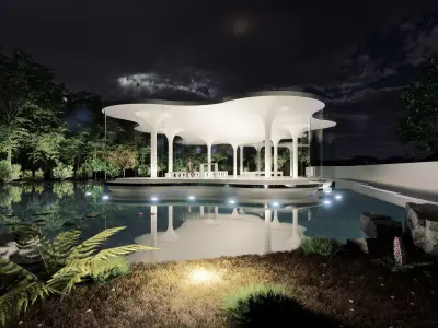 Modern Church House Low-poly 3D model