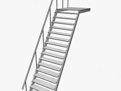 Stairs steel Low-poly 3D model