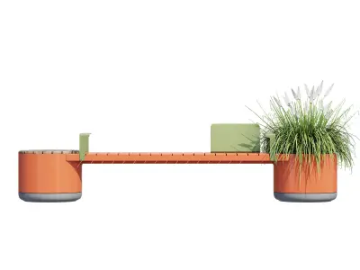 Xylem orange bench with plant 3D model
