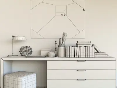 leather set cube ottoman 3D model