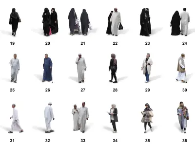 150 PNG and PSD Arabian people Full HD CUTOUT Pack 3D model
