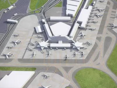 Cologne - Bonn Airport - CGN Low-poly 3D model