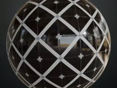 Modern Glossy Black Diamond Lattice Tiles PBR Seamless Texture