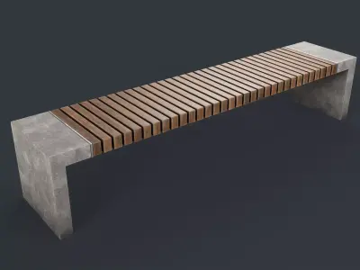 Modern Outdoor Bench 44 PBR Game Ready Low-poly 3D model