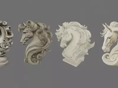 Bust Statue Horses 3D print model 3D model