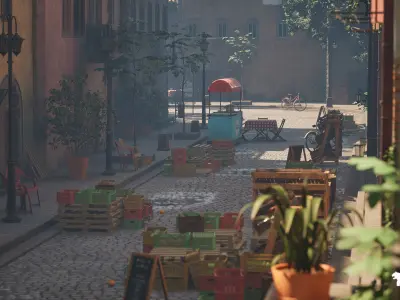 Italian Alley Environment Low-poly 3D model