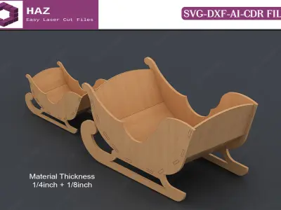 Laser Cut Santa Sleighs 126 3D print model