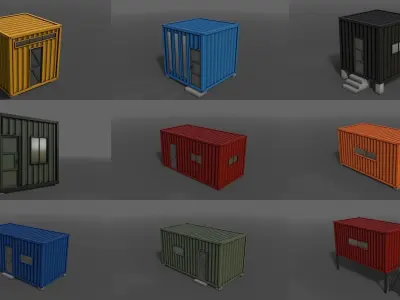 PBR Container and Shed House - 92 Models 3D Model Pack