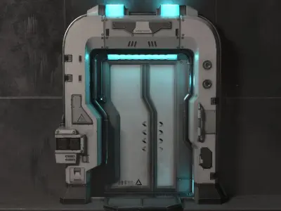 Sci-Fi Door v4 Low-poly 3D model