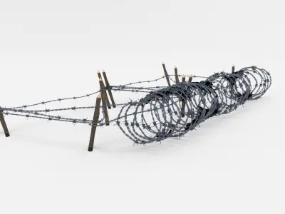 Low Poly Barb Wire Obstacle Low-poly 3D model
