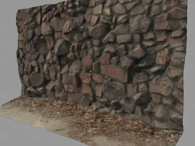 Stone wall Low-poly 3D model 4