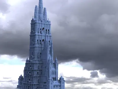Fantasy architecture Mayan Sacrifice tower of the gods 3D model