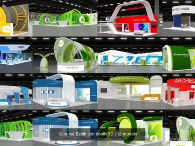 12 curve Exhibition booth 3D 3D Model Pack