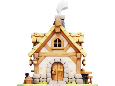 Stylized  Medieval Fantasy House -  EM-17 3D model