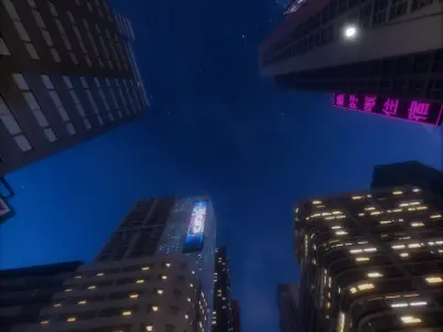  city night skyscraper street Low-poly 3D model