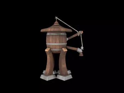 wooden Water Tank Low-poly 3D model
